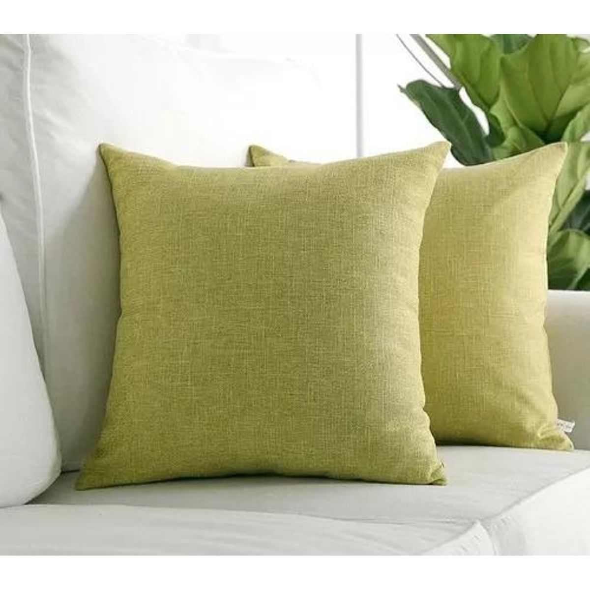 GENERICO - Pack de 6 Fundas de Cojín Cuadradas Lino Verde 43x43 cm.