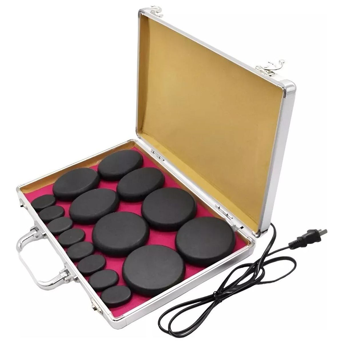 GENERICO - Set de Terapia de Masaje con Calentador y 16 Piedras