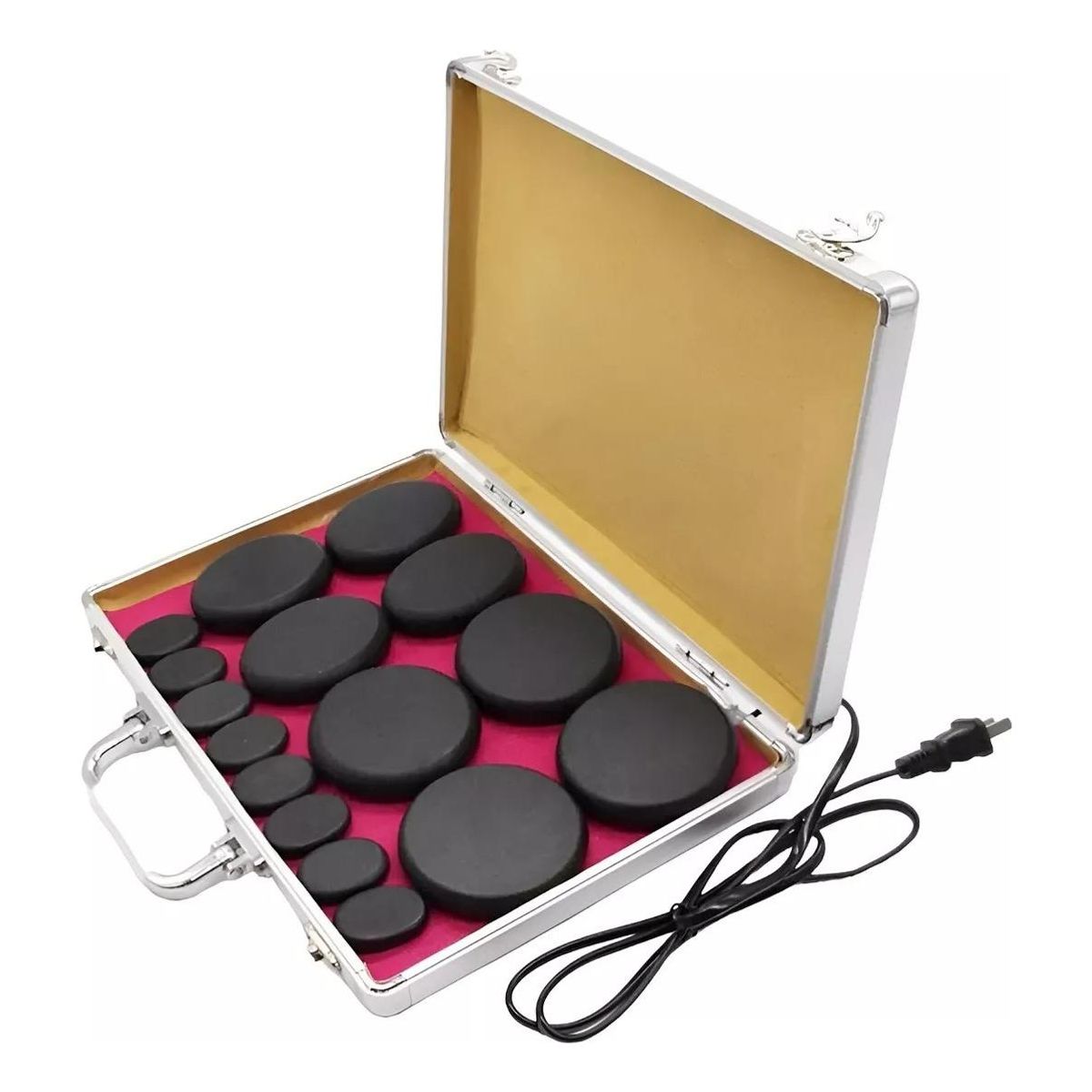 GENERICO - Set de Terapia de Masaje con Calentador y 16 Piedras