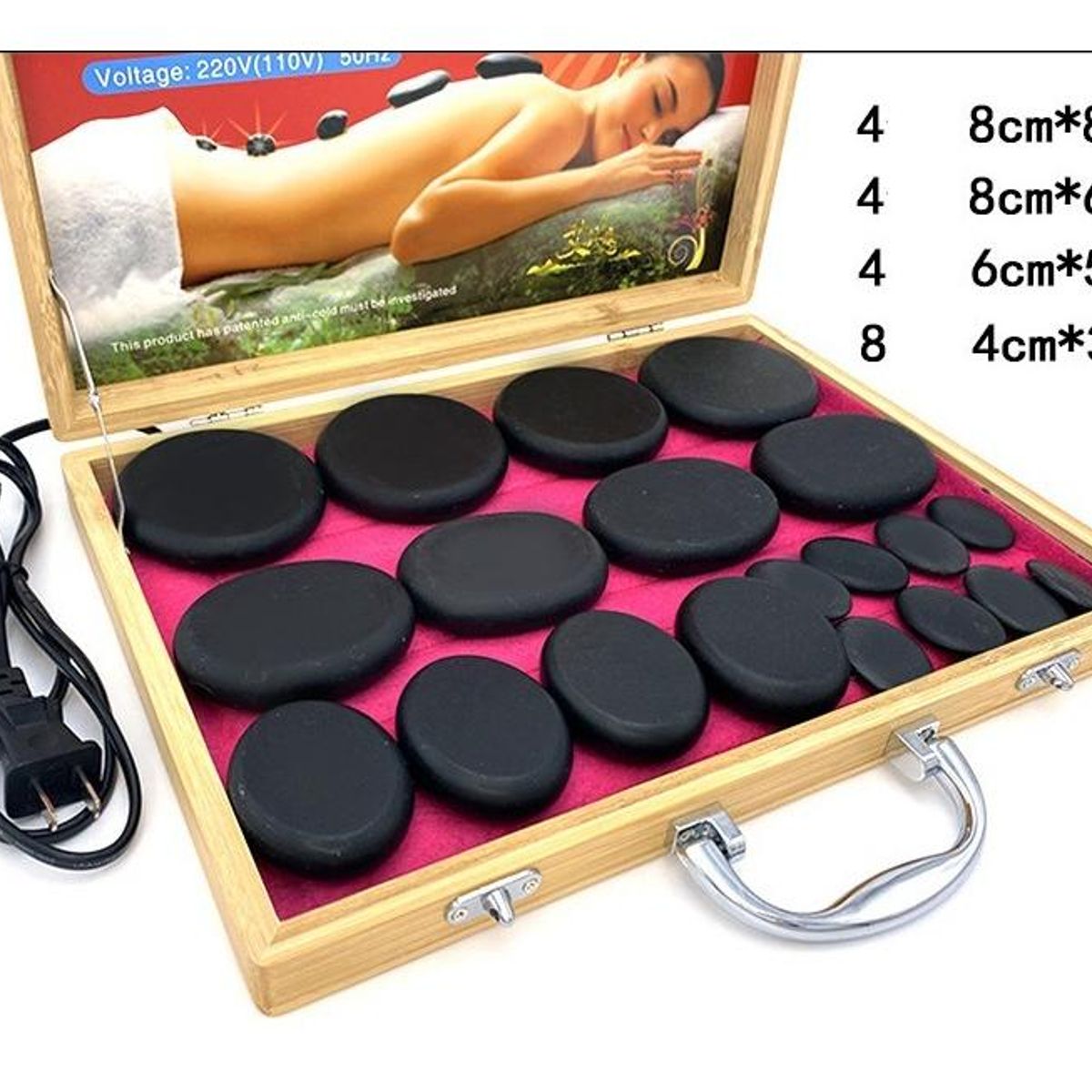 GENERICO - Set de Terapia de Masaje con Calentador y 16 Piedras