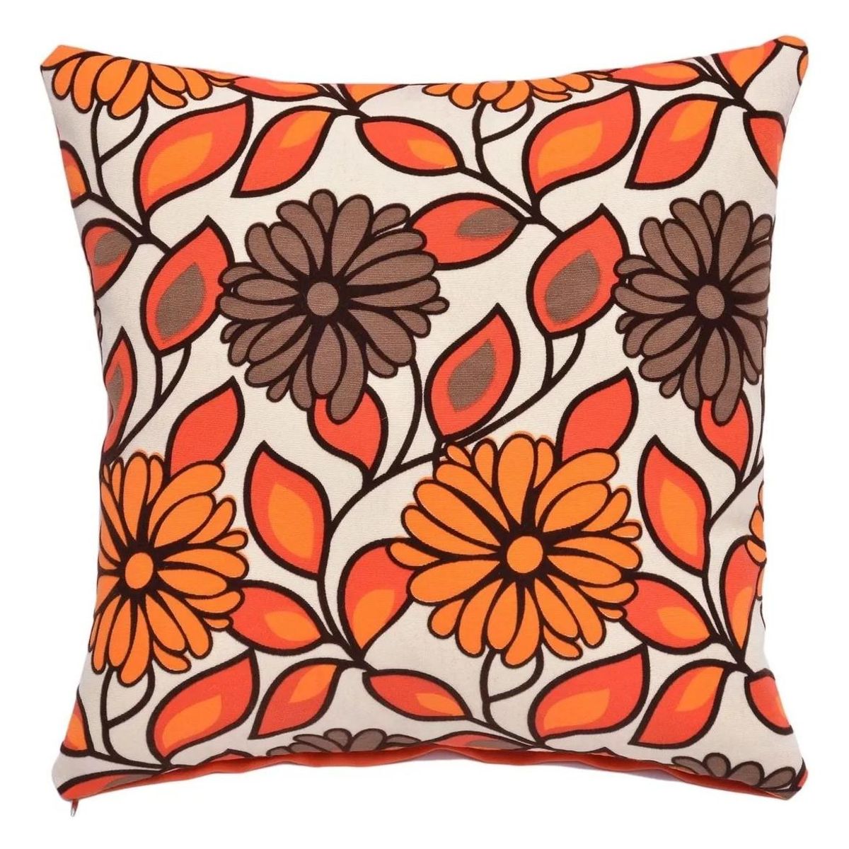 GENERICO - Pack de 6 Fundas de Cojín Cuadradas 43x43 cm Naranja Flor