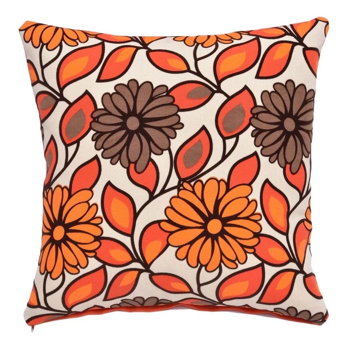 GENERICO - Pack de 6 Fundas de Cojín Cuadradas 43x43 cm Naranja Flor