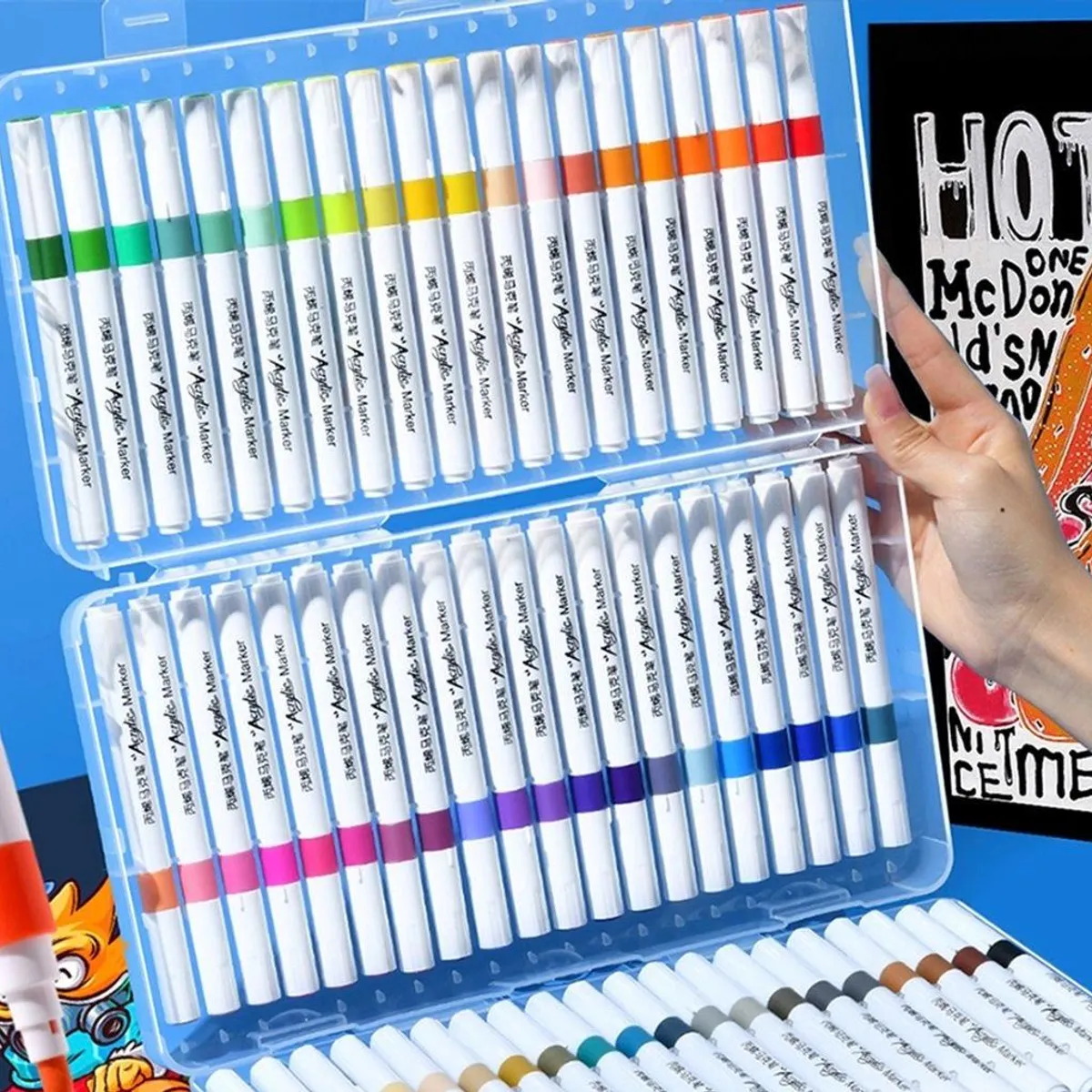 GENERICO - Set de 60 Lápices Acrílicos de Pintura Permanente Sin Olor