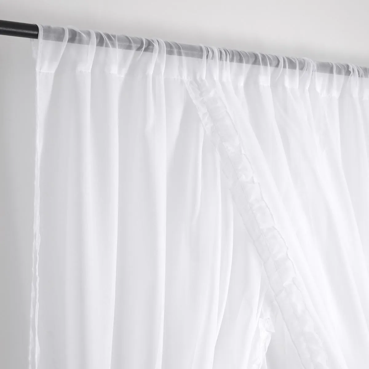 GENERICO - Cortinas Velo Romántico 3 Paños 200x220 cm Color Blanco