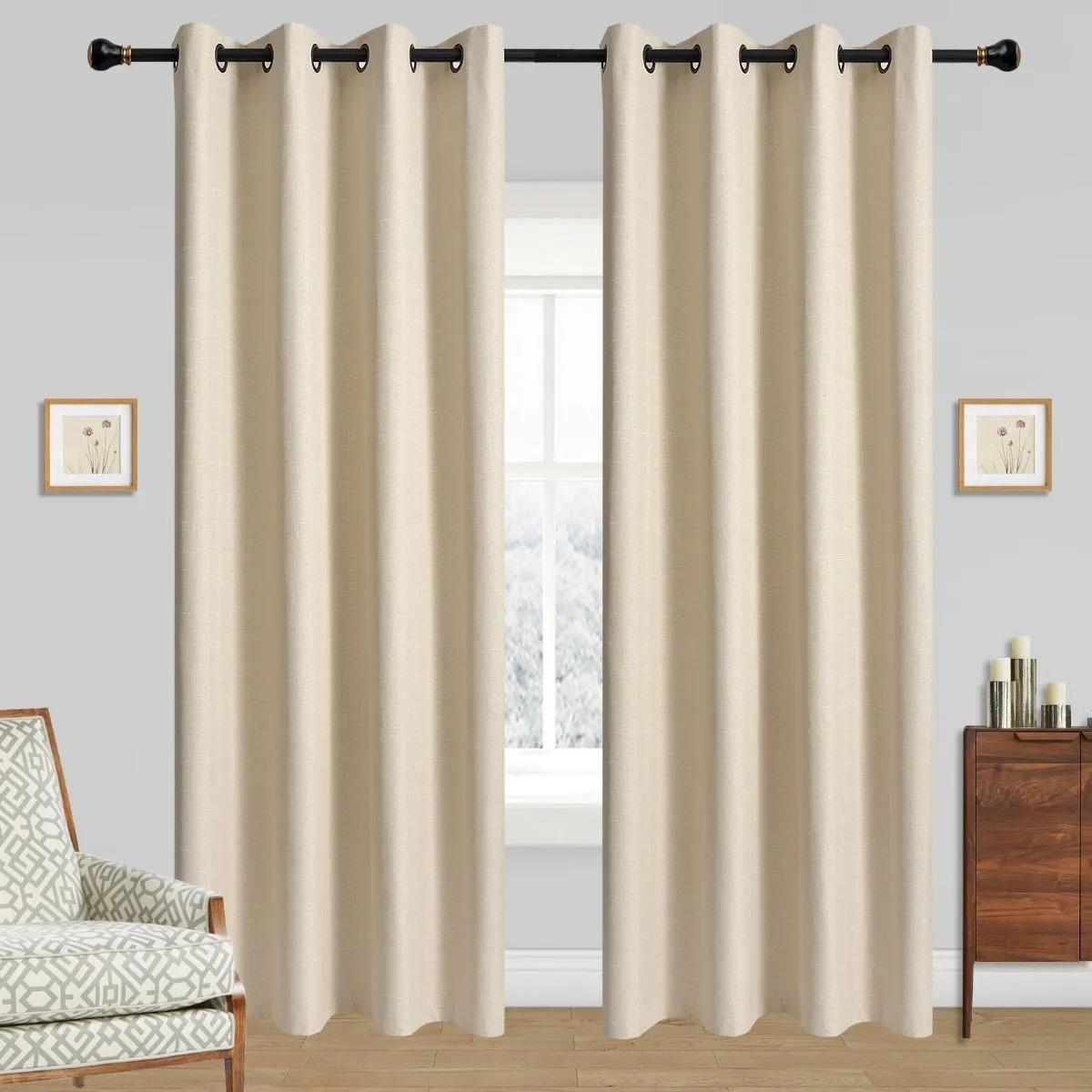 GENERICO - Cortina Térmica Lino Blackout Engomado 140x220 cm