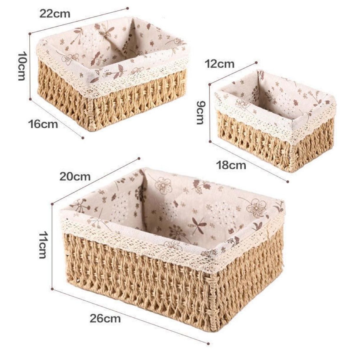 GENERICO - Set de 3 Cestas de Almacenamiento Multifuncionales