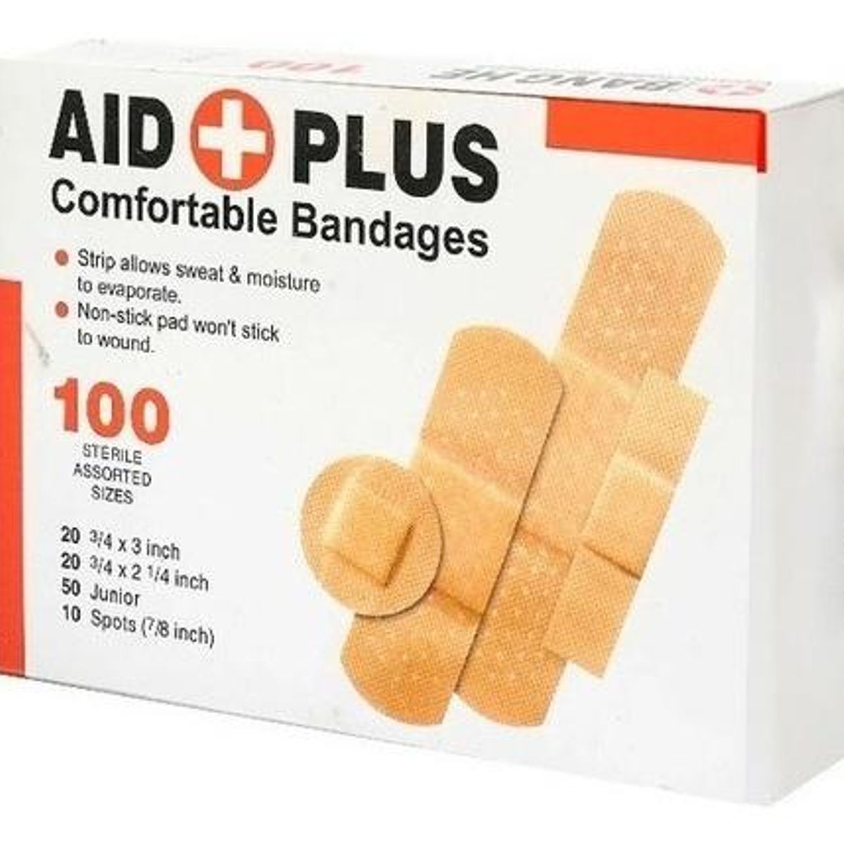 GENERICO - Pack de 100 Parche Curita A Prueba de Agua en 4 Tamaños