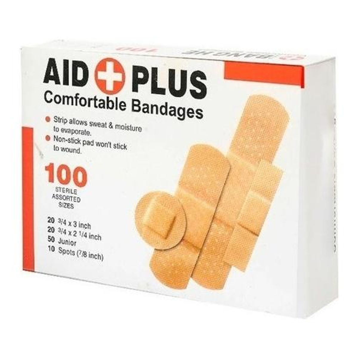 GENERICO - Pack de 100 Parche Curita A Prueba de Agua en 4 Tamaños