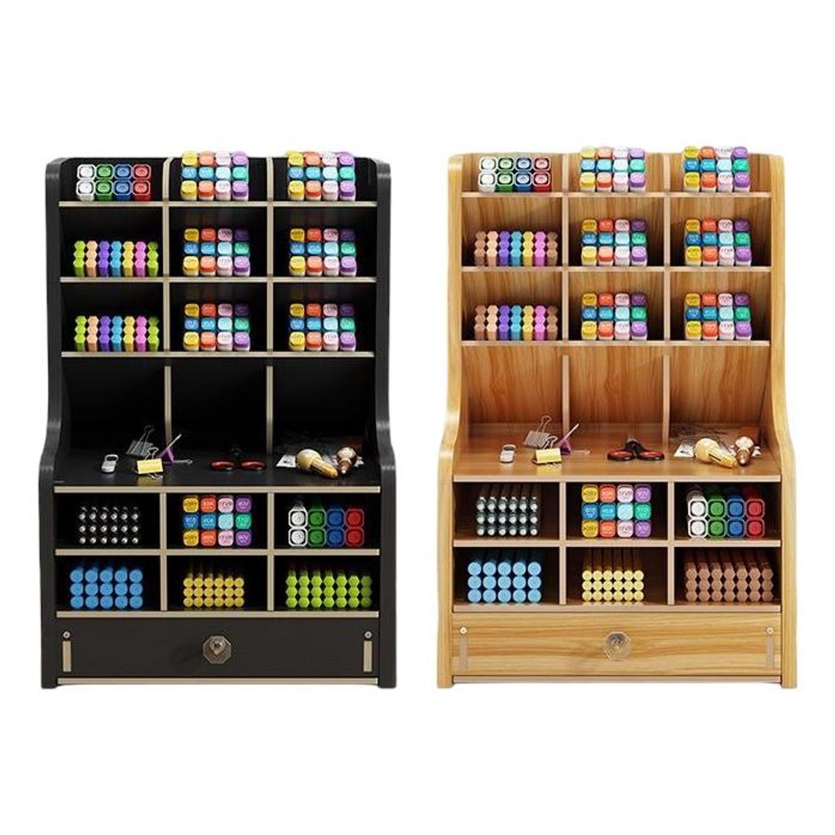 GENERICO - Organizador de Escritorio Multiusos de Madera Negro