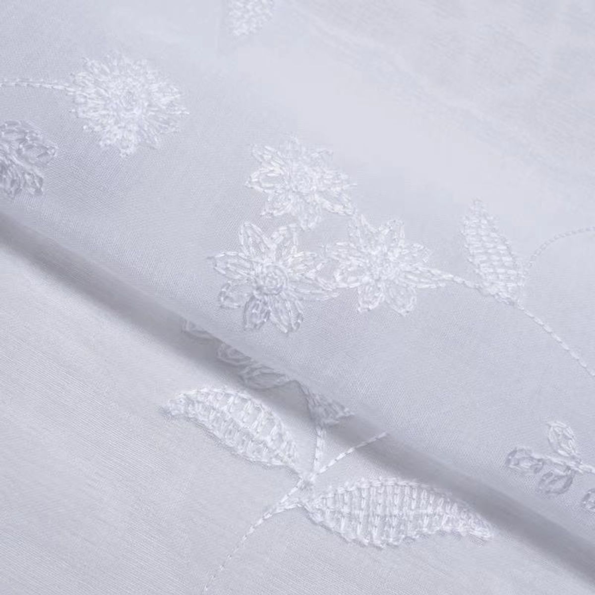 GENERICO - Visillo de Lino Bordado con Argolla 140x220 cm 2 Paños