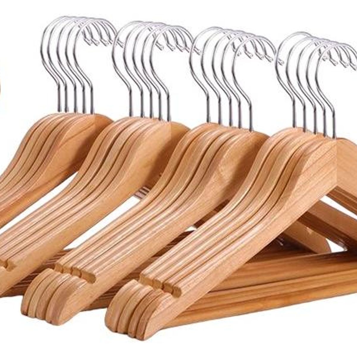 GENERICO - Pack de 30 Colgadores de Madera Antideslizantes para Ropa
