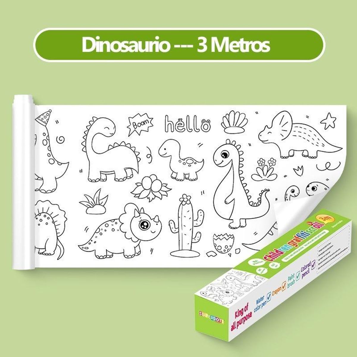 GENERICO - Rollo de Papel para Colorear y Dibujo Infantil de 30x300cm