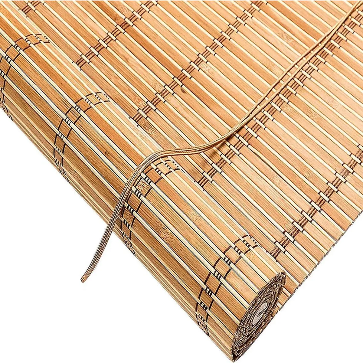 GENERICO - Cortina Enrollable de Bambú 90x120cm en Tonos Marrón y Beige