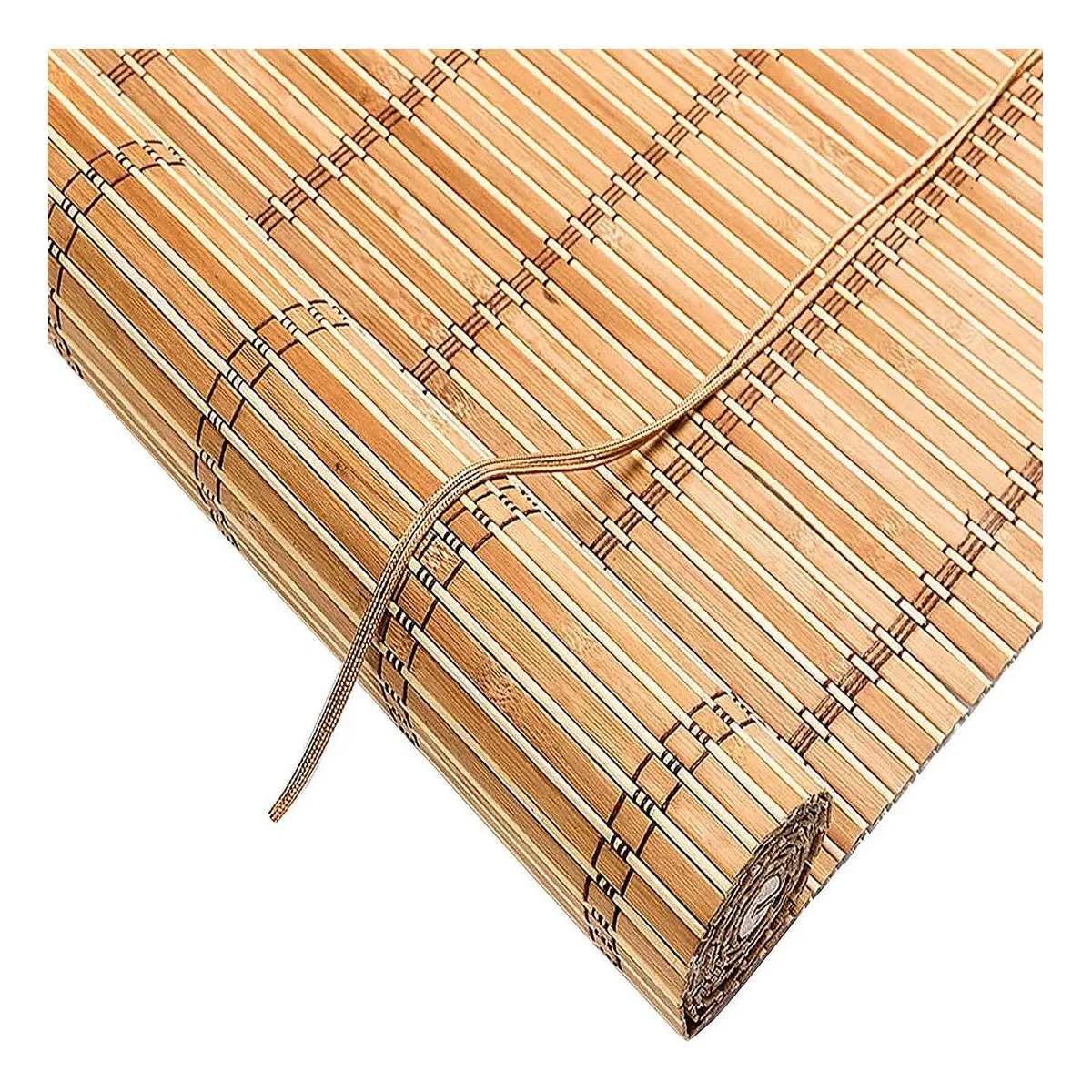 GENERICO - Cortina Enrollable de Bambú 90x120cm en Tonos Marrón y Beige