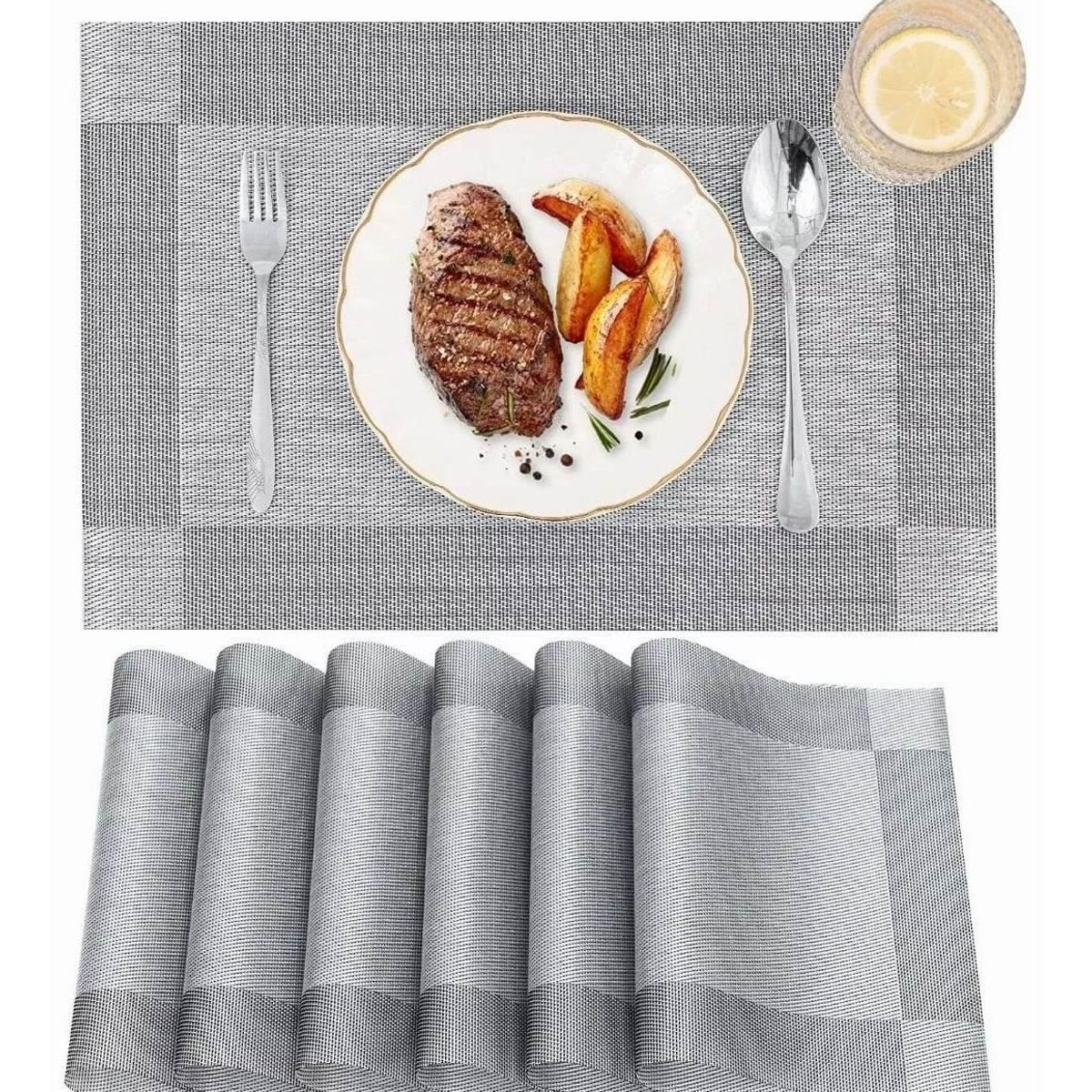 GENERICO - Set de 6 Individuales Impermeables para Mesa Rectangular