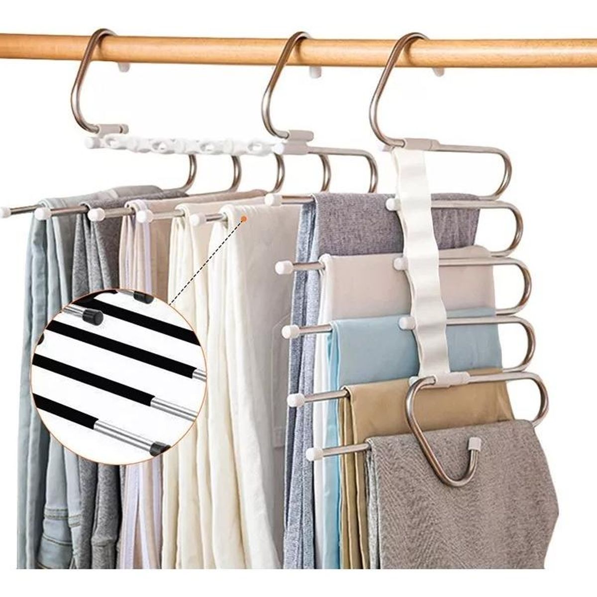 GENERICO - Colgador de Ropa de Acero Inoxidable 5 en 1