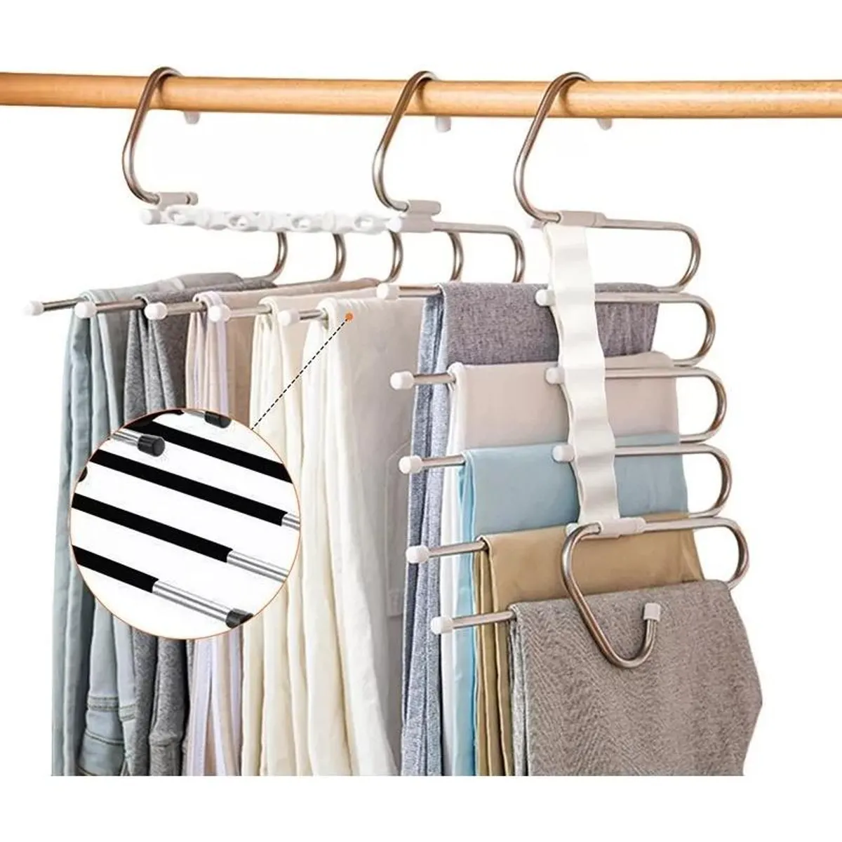 GENERICO - Colgador de Ropa de Acero Inoxidable 5 en 1