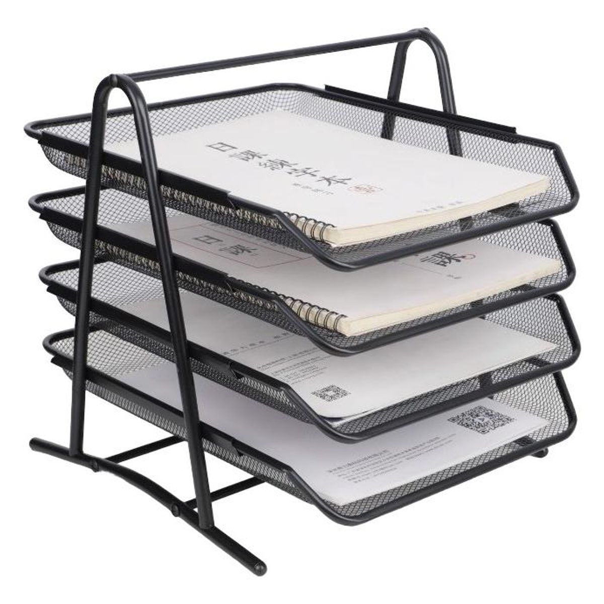 GENERICO - Bandeja Metálica de Documentos de 4 Niveles para Oficina