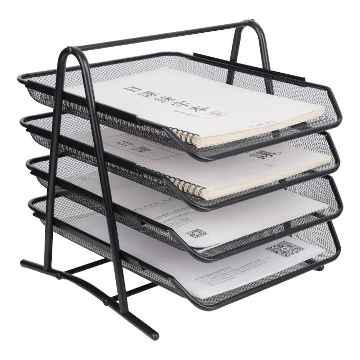 GENERICO - Bandeja Metálica de Documentos de 4 Niveles para Oficina