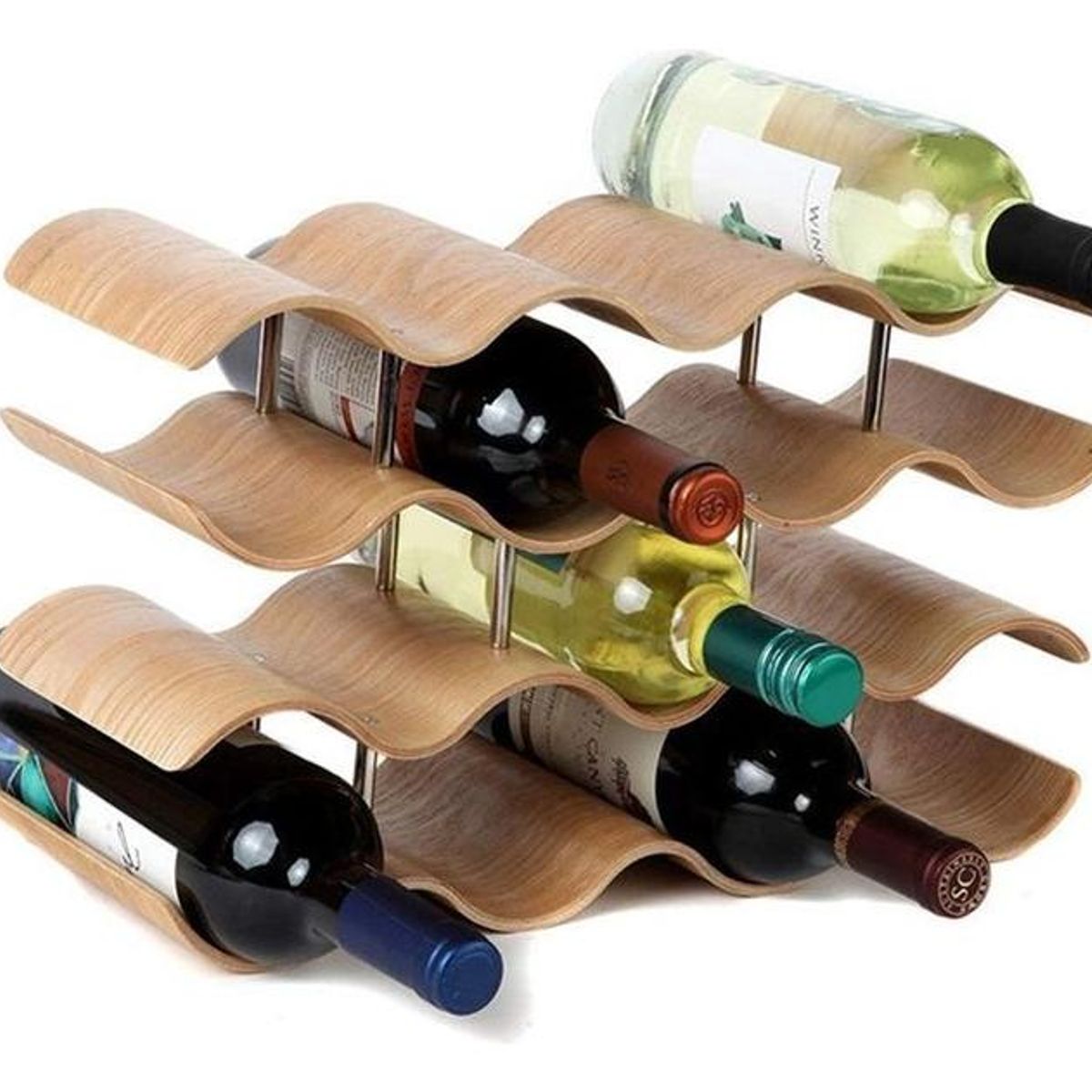 GENERICO - Estante de Madera para 14 Botellas de Vino Plegable