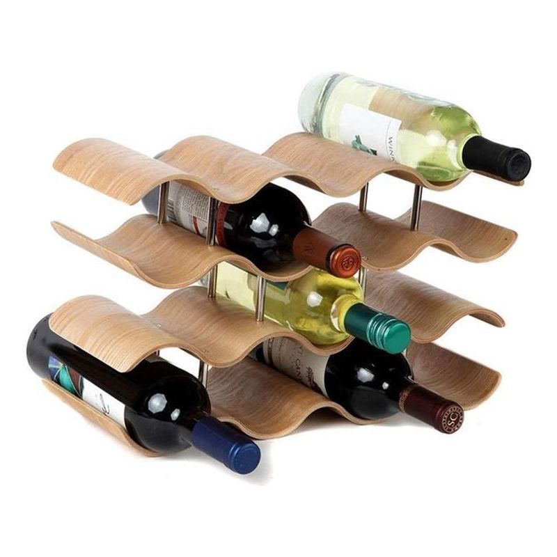 GENERICO - Estante de Madera para 14 Botellas de Vino Plegable