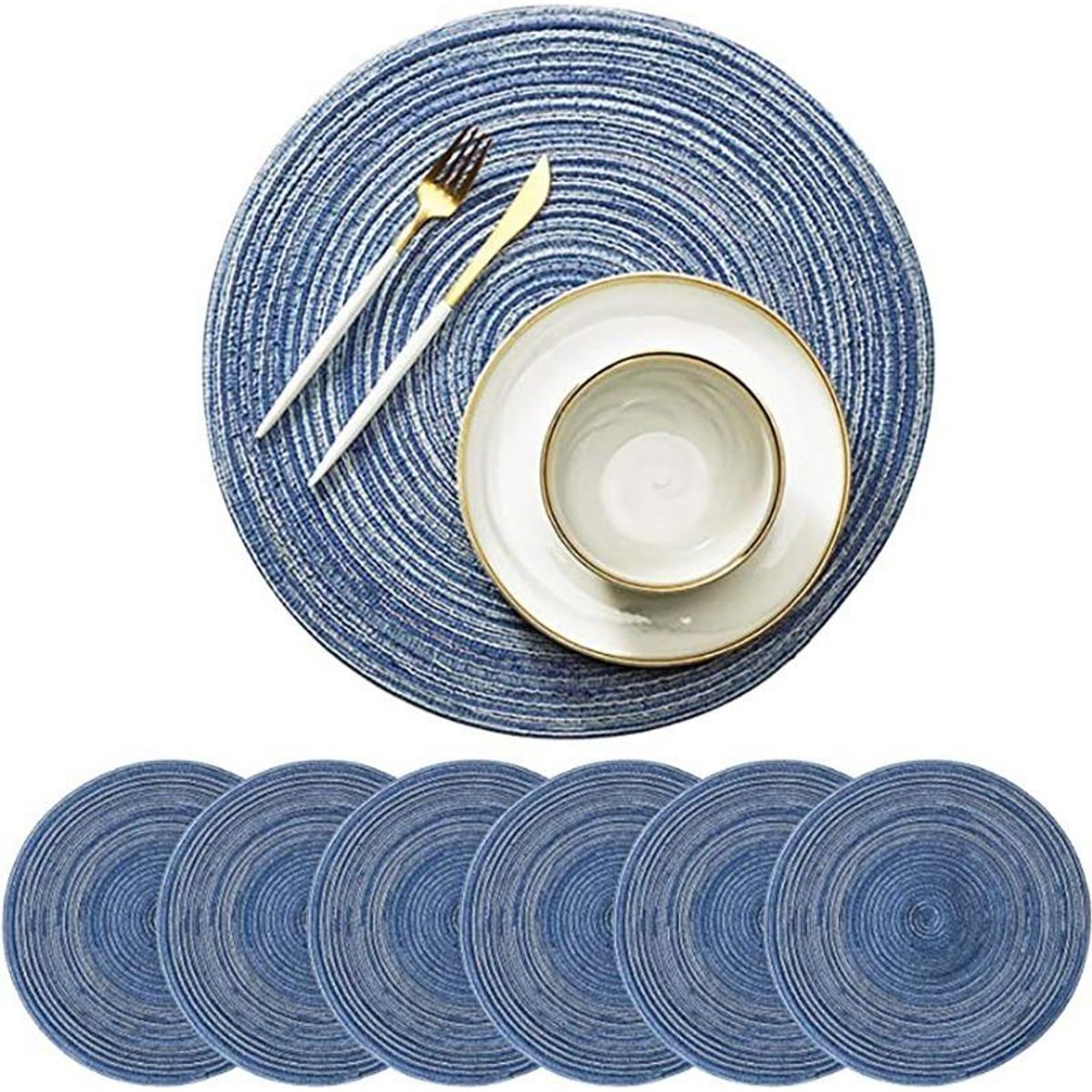 GENERICO - Set de 6 Individuales Trenzados Redondos de 38cm