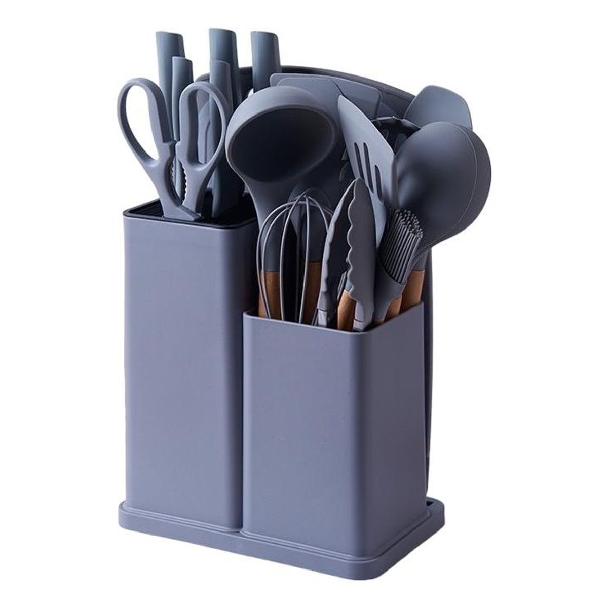 GENERICO - Juego de Utensilios de Cocina de Silicona y Madera - 19 Piezas