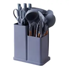 GENERICO - Juego de Utensilios de Cocina de Silicona y Madera - 19 Piezas
