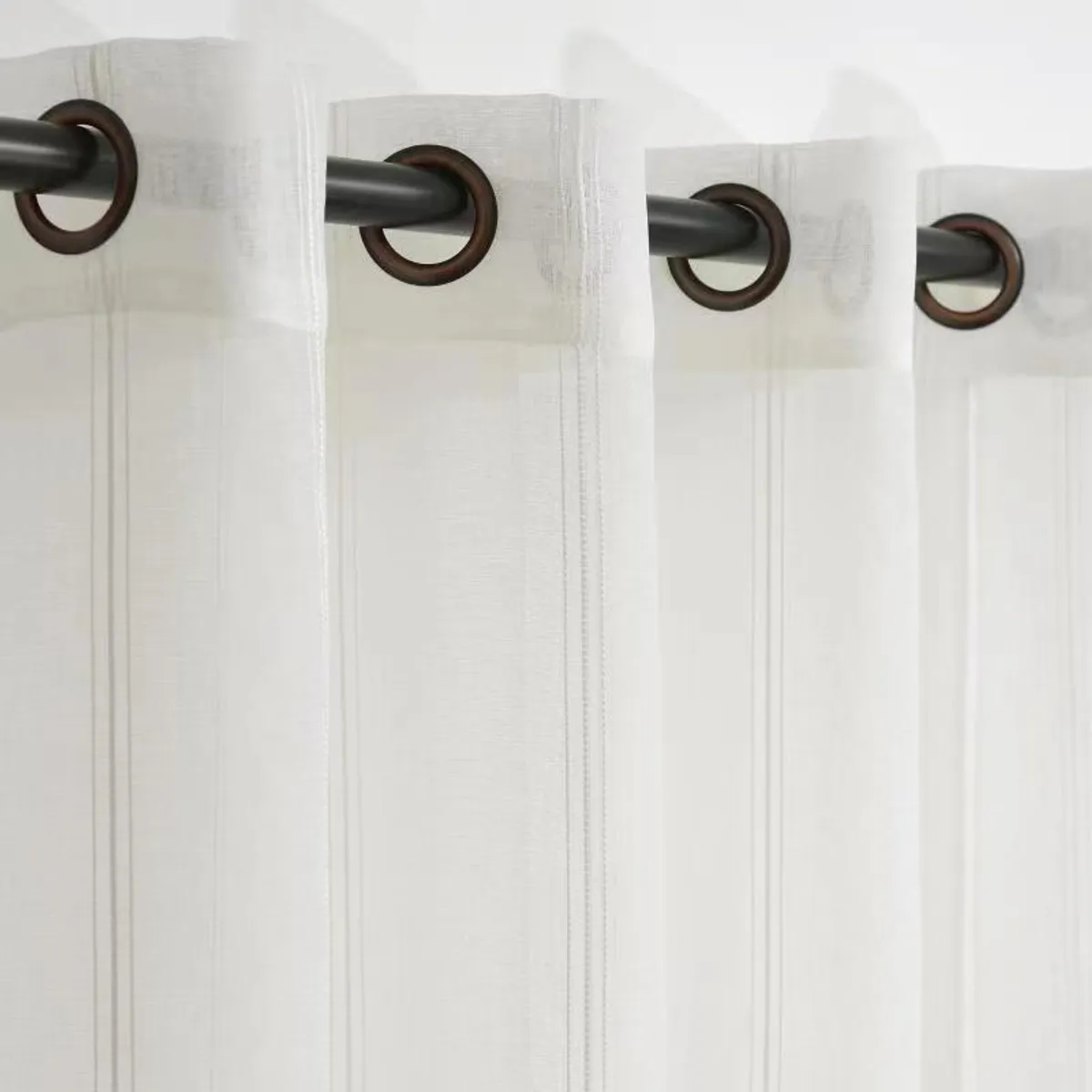 GENERICO - Visillo de Velo Lino Rayado en Pack de 2 Paños 220x140 cm