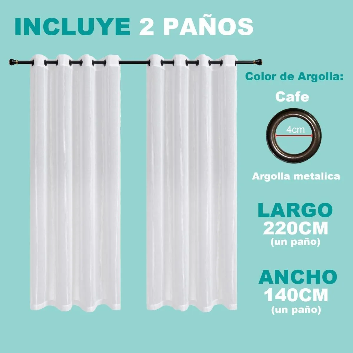 GENERICO - Visillo de Velo Lino Rayado en Pack de 2 Paños 220x140 cm