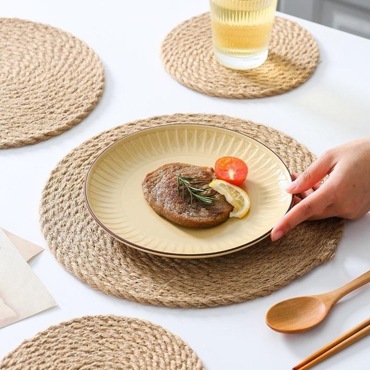 GENERICO - Set de 6 Individuales de Fibras Naturales Seagrass