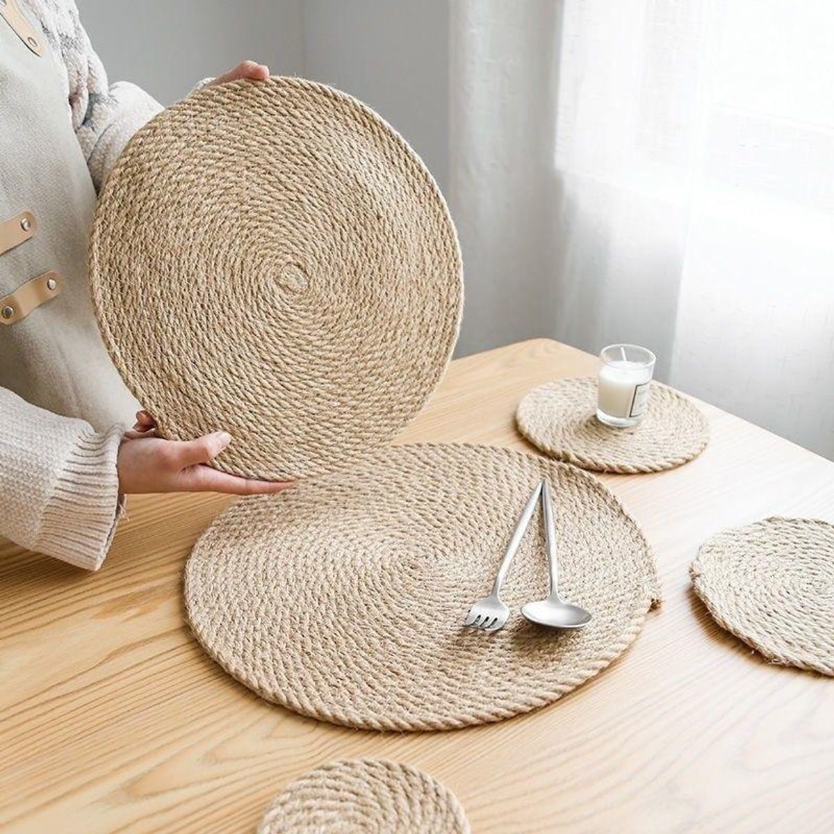 GENERICO - Set de 6 Individuales de Fibras Naturales Seagrass