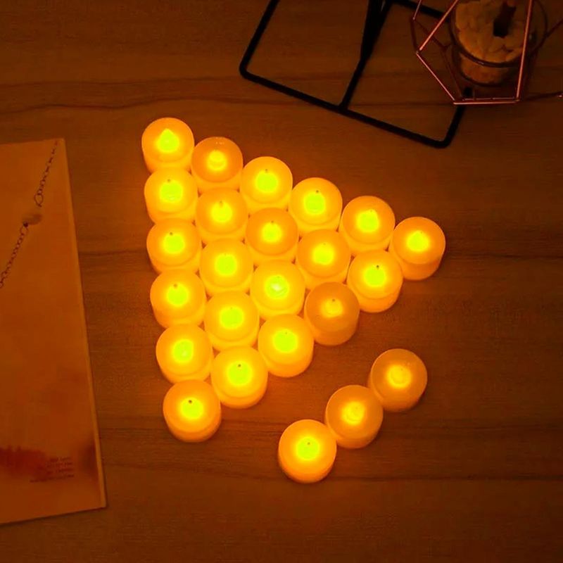 GENERICO - Pack de 24 Velas LED Cilíndricas con Efecto Llama