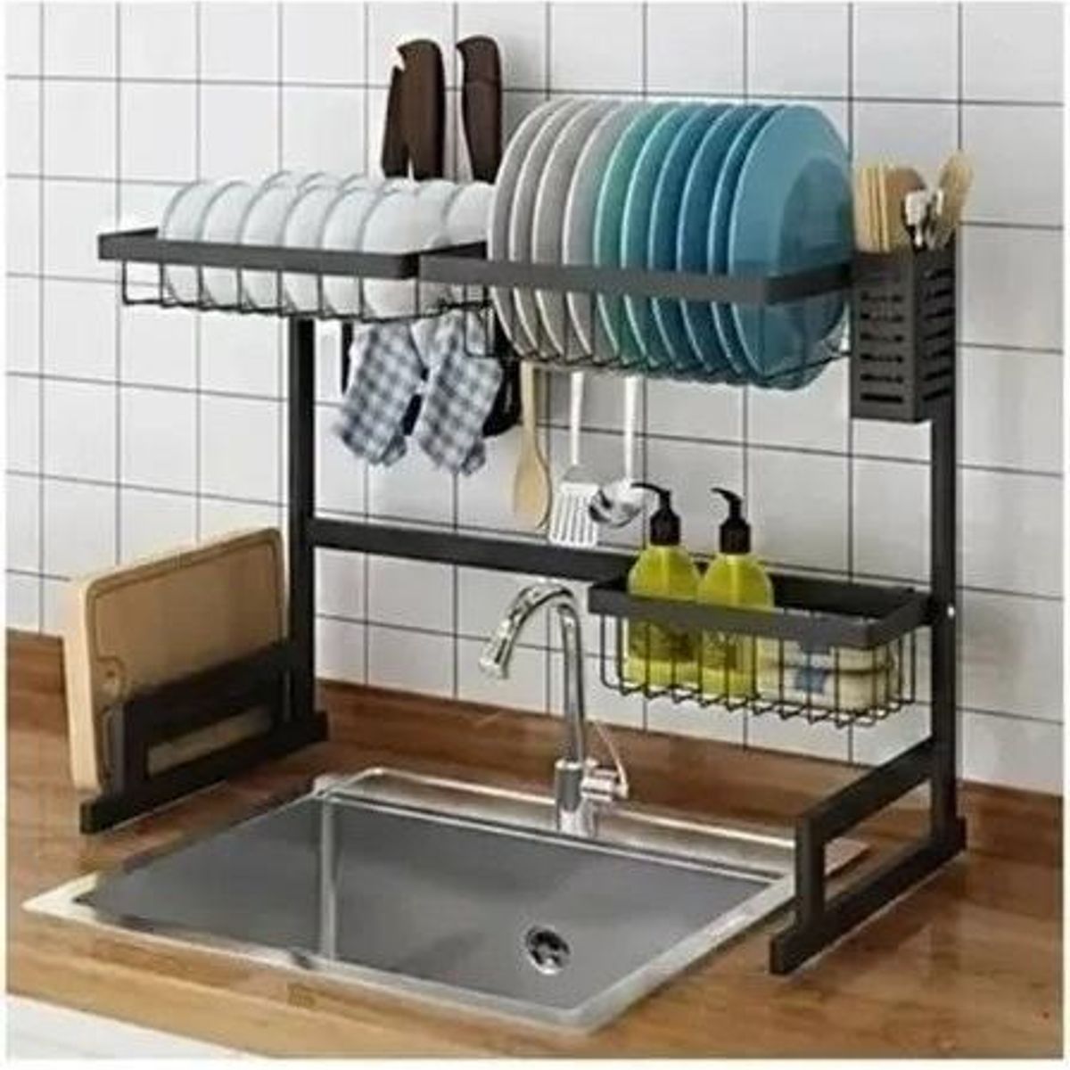 GENERICO - Secaplatos de Acero Negro 65cm para Cocina Compacta