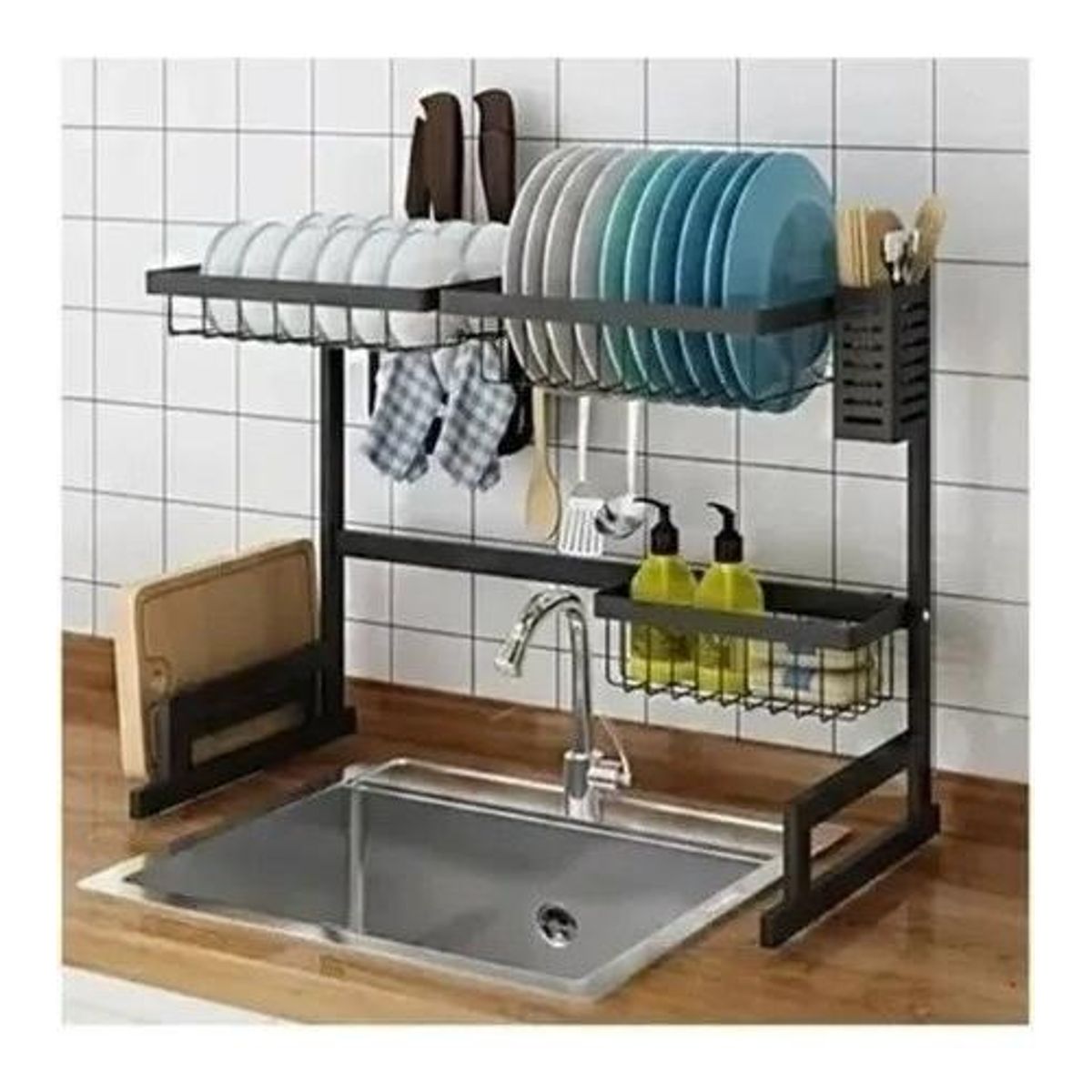 GENERICO - Secaplatos de Acero Negro 65cm para Cocina Compacta