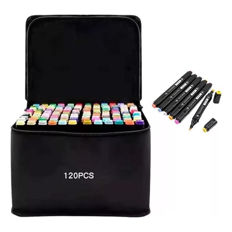 GENERICO - Set de 120 Lápices Marcadores Doble Acuarelables