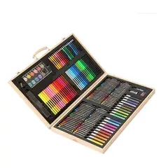 GENERICO - Set de Arte de 180 Piezas en Maleta de Madera para Colorear