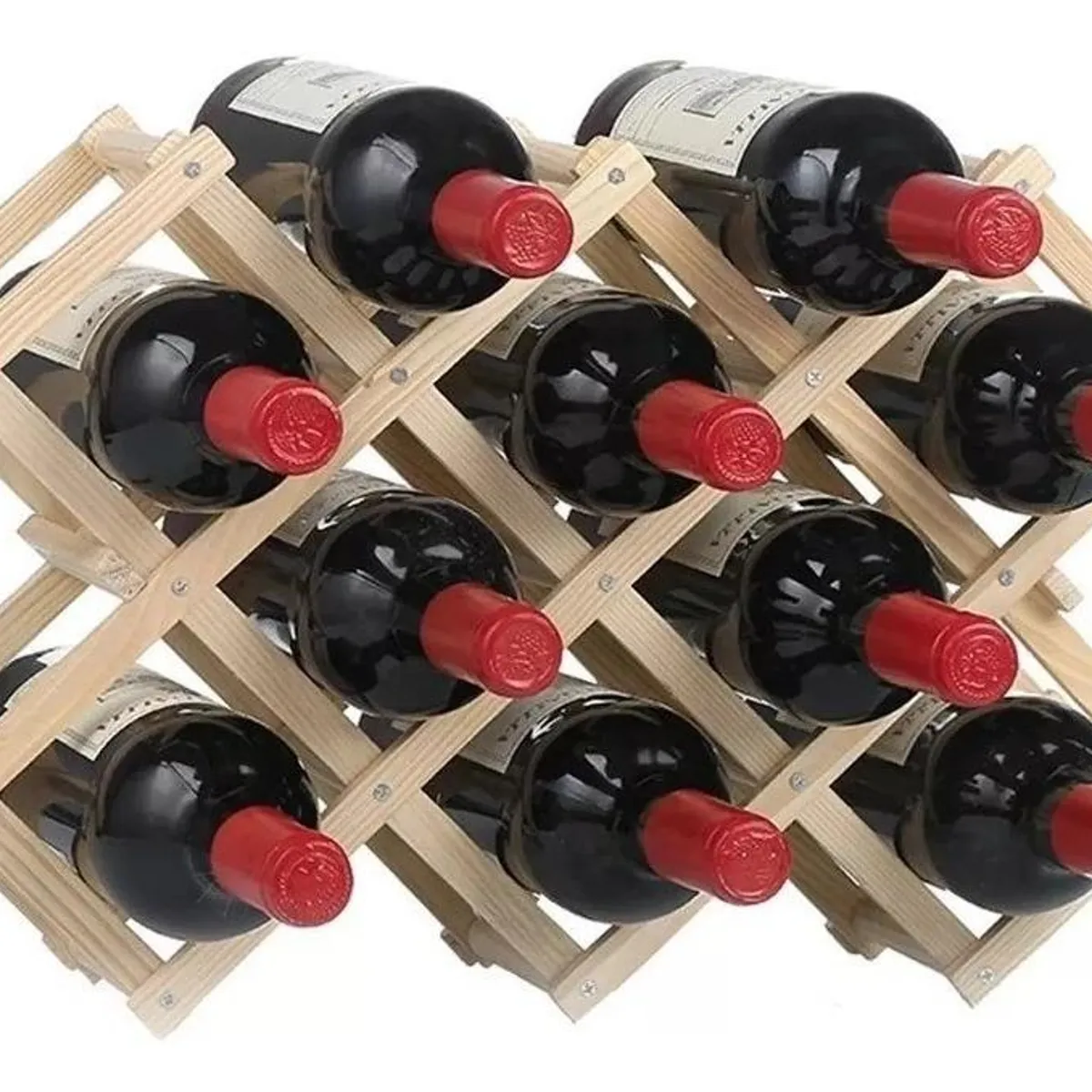 GENERICO - Estante Plegable de Madera para 10 Botellas de Vino