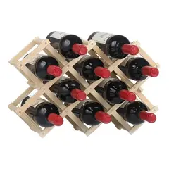 GENERICO - Estante Plegable de Madera para 10 Botellas de Vino