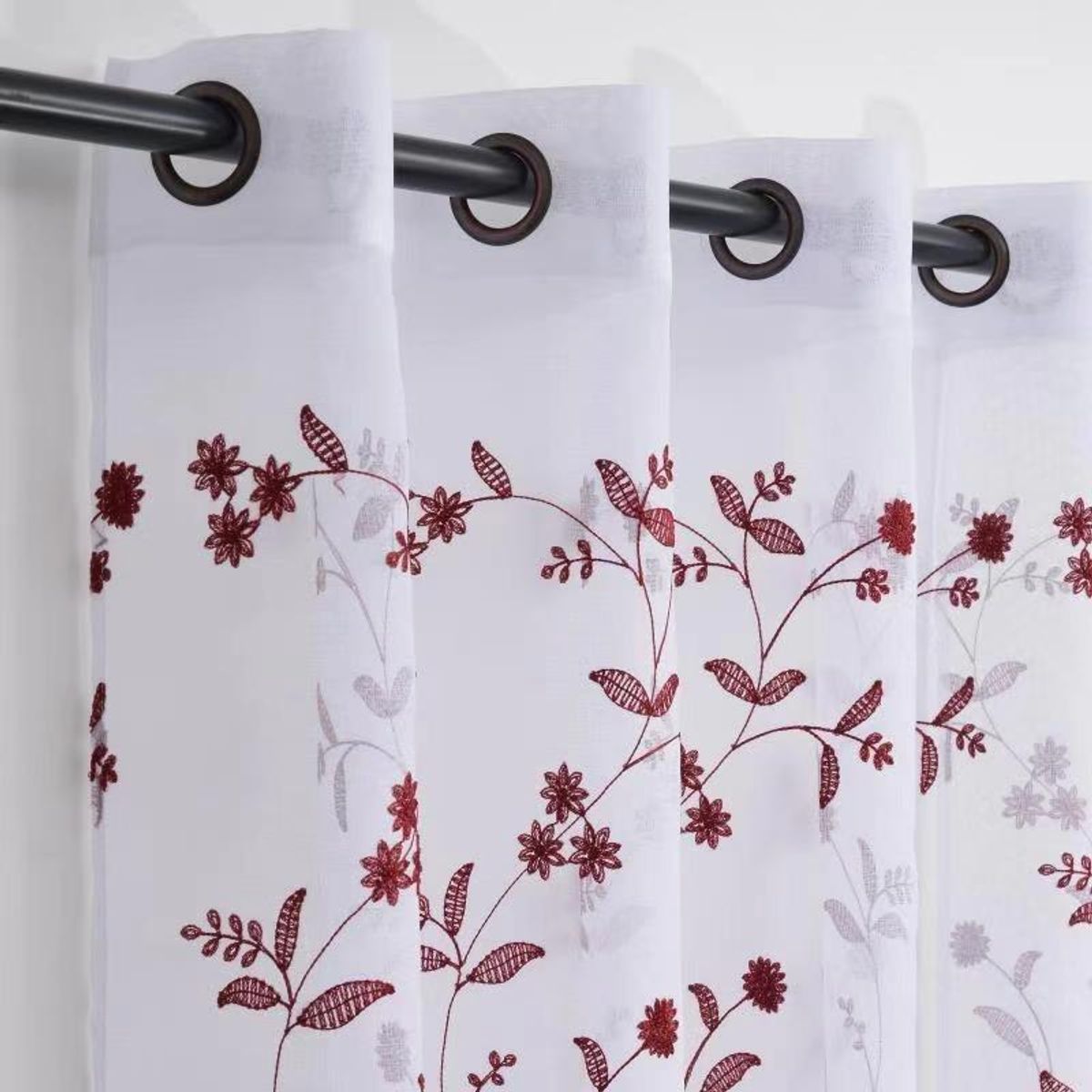 GENERICO - Set de Visillo Bordado de Lino 140x220 cm