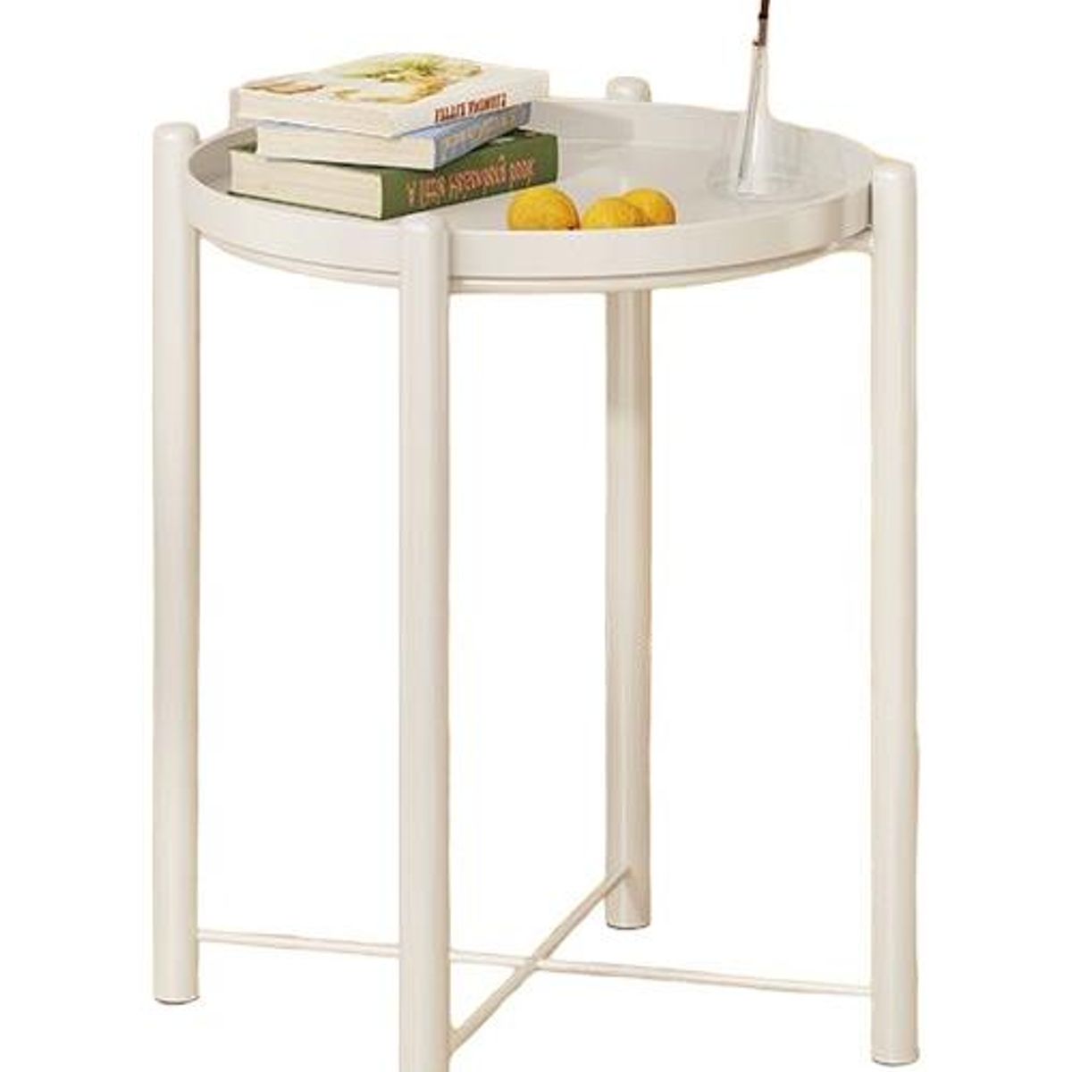 GENERICO - Mesa Lateral Auxiliar Metal Blanco 42x52 cm