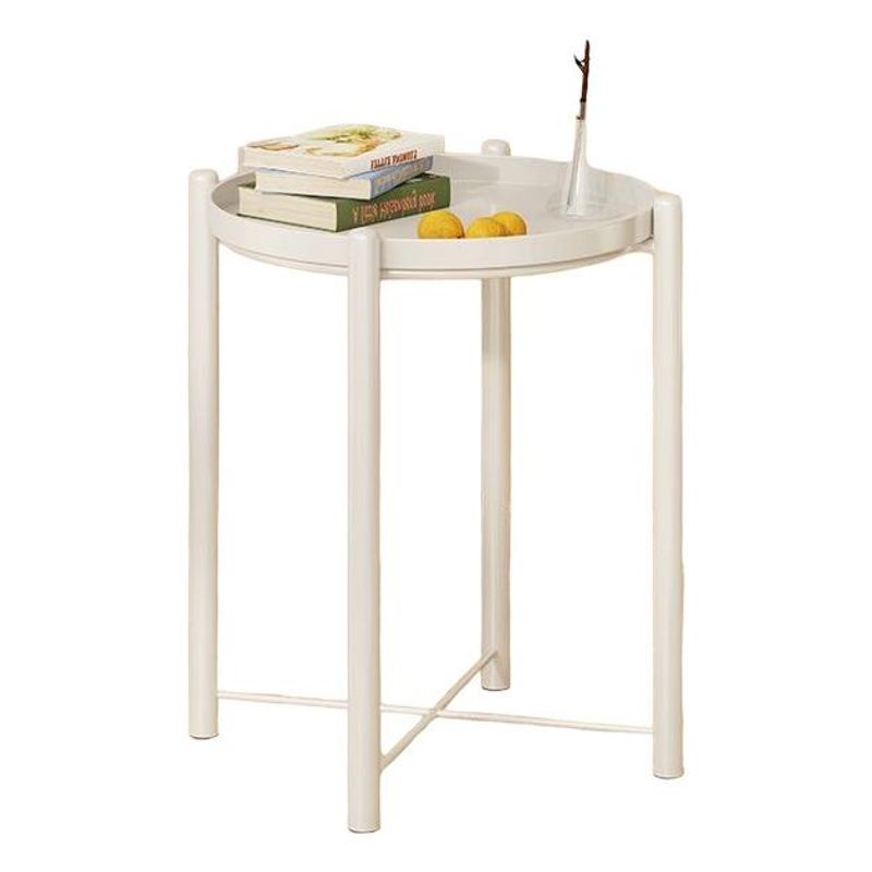 GENERICO - Mesa Lateral Auxiliar Metal Blanco 42x52 cm