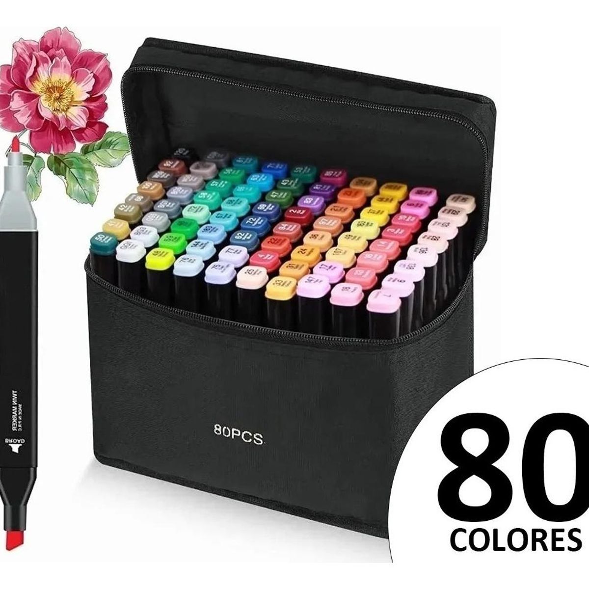GENERICO - Kit de 80 Lápices Marcadores de Doble Punta