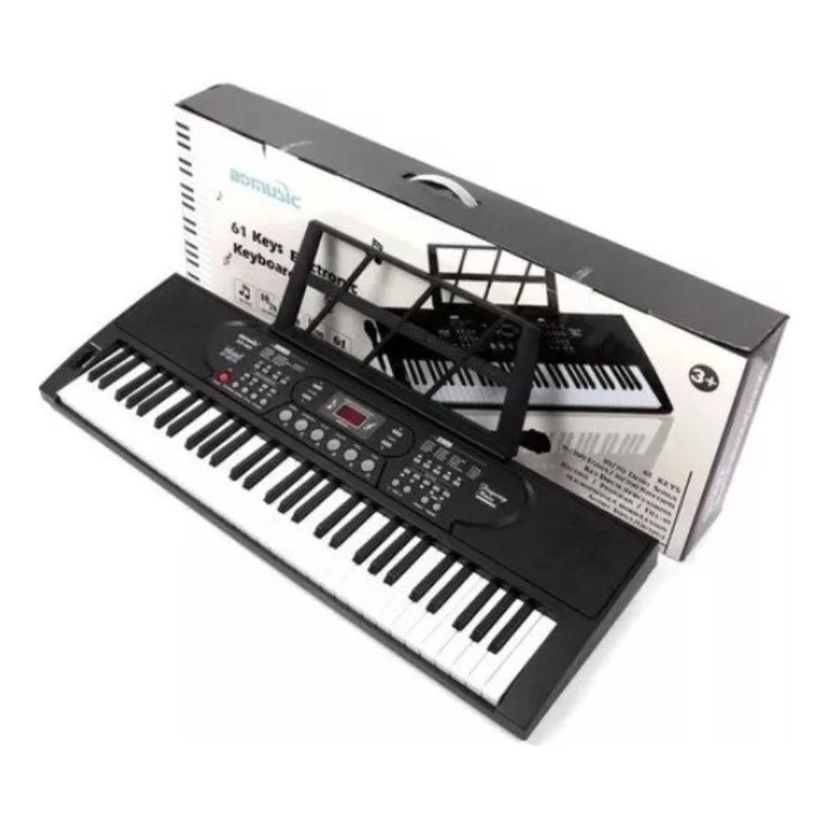 GENERICO - Teclado Musical Negro de 61 Teclas para Aprender