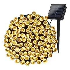 GENERICO - Guirnalda Solar de 100 LEDs Cálidos 10 Metros de Largo
