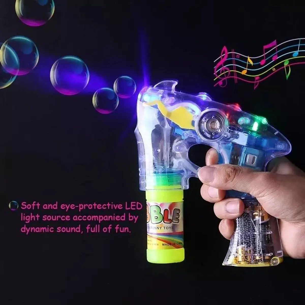 Pistola de Burbujas con Efectos de Luz y Sonido, marca GENERICO - Foto 2