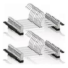 GENERICO - Gancho de Metal Cromado para Ropa con Pinzas - 20 Piezas