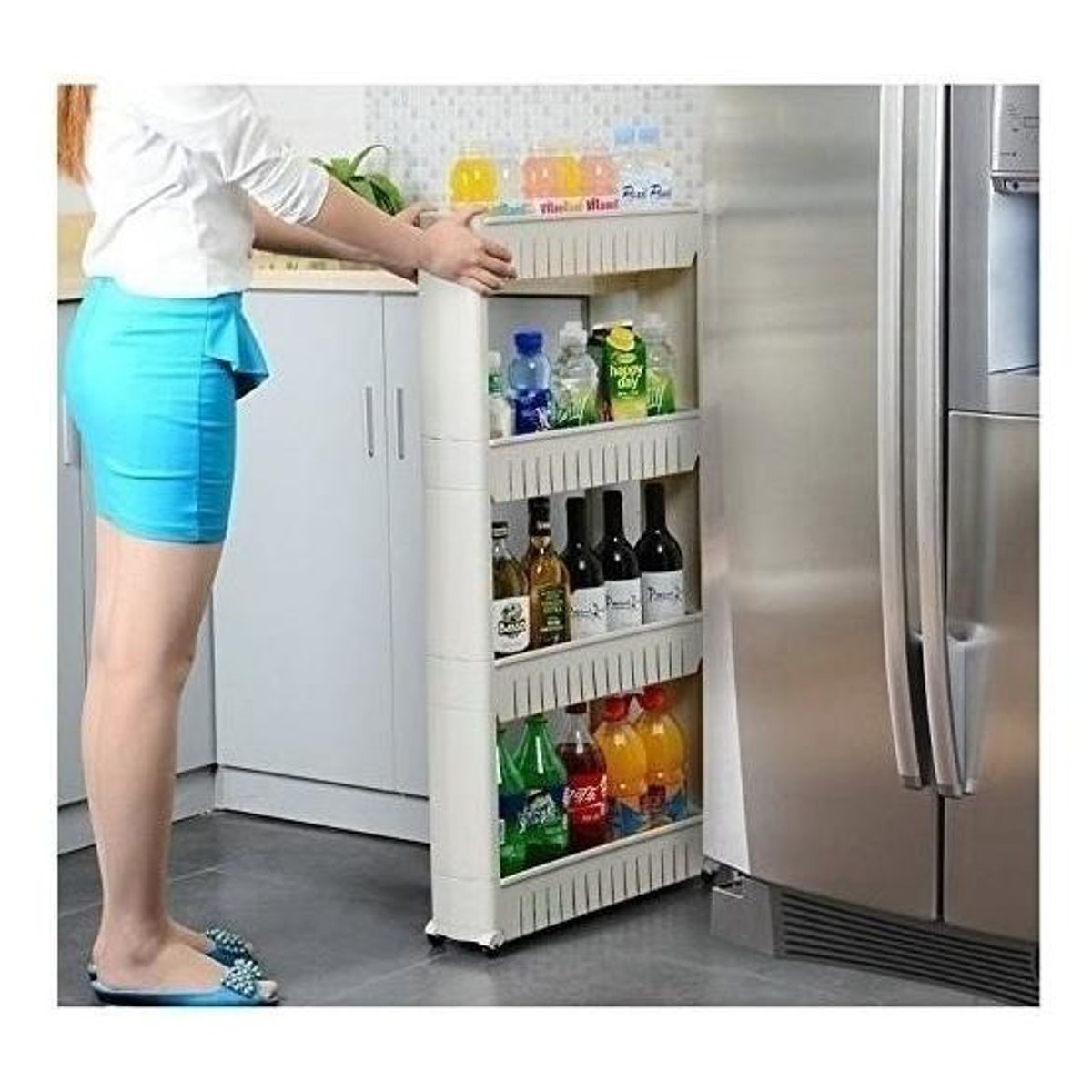 GENERICO - Organizador de Cocina y Baño Regulable con 4 Niveles y Ruedas