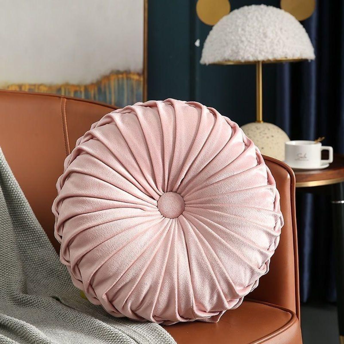 GENERICO - Juego de 2 Cojines Redondos de Terciopelo 38 cm