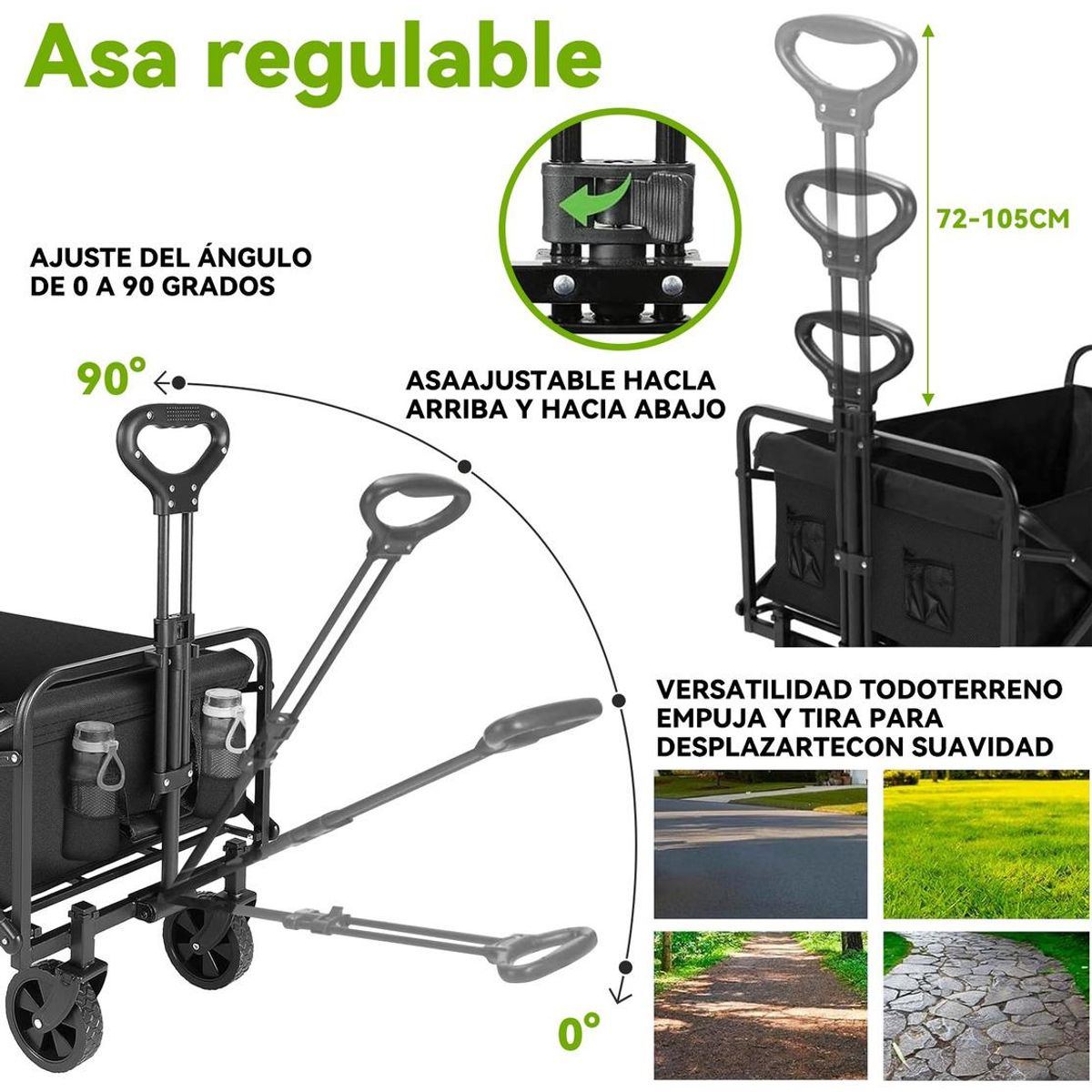 GENERICO - Carro Plegable Portátil XXL para Actividades al Aire Libre